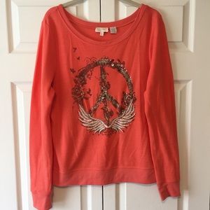 Miss Me Peace Sign Pullover Medium